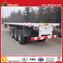 Tri-Axles 60tons Flatbed Truck Cargo Flat Bed Semi Trailer